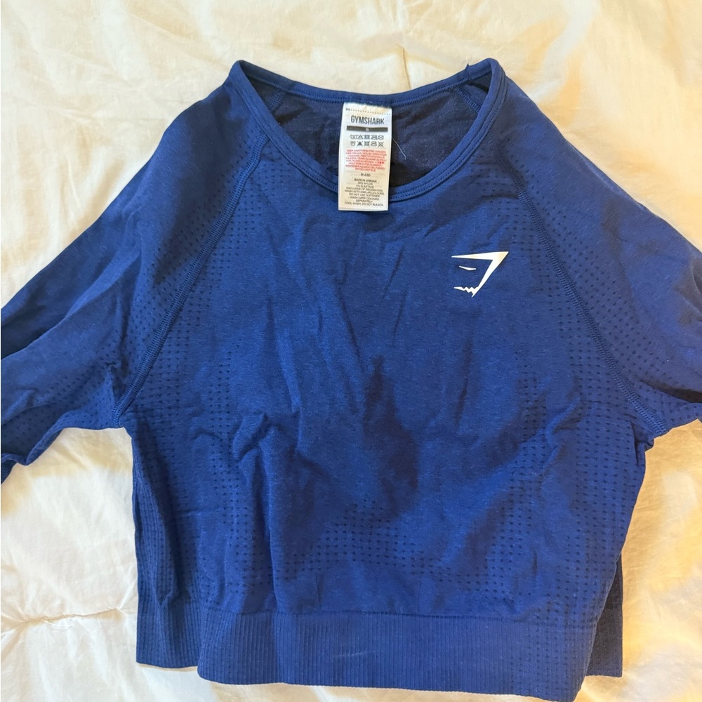 Gymshark Women's Blue Long Sleeve Crop top
